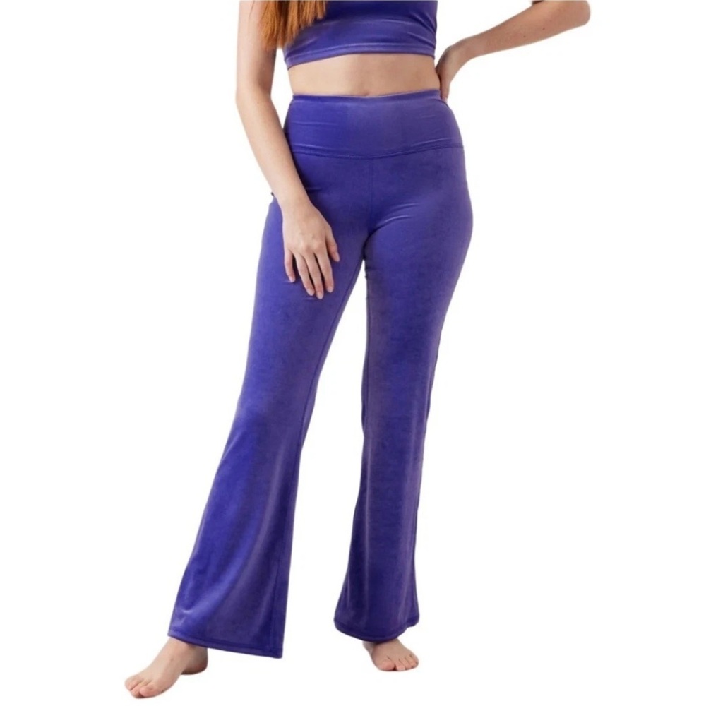Athleta Purple Velvet Flare High Rise Pants